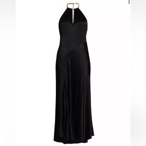 ASTR The Label Black Golden Necklace Halter Gown